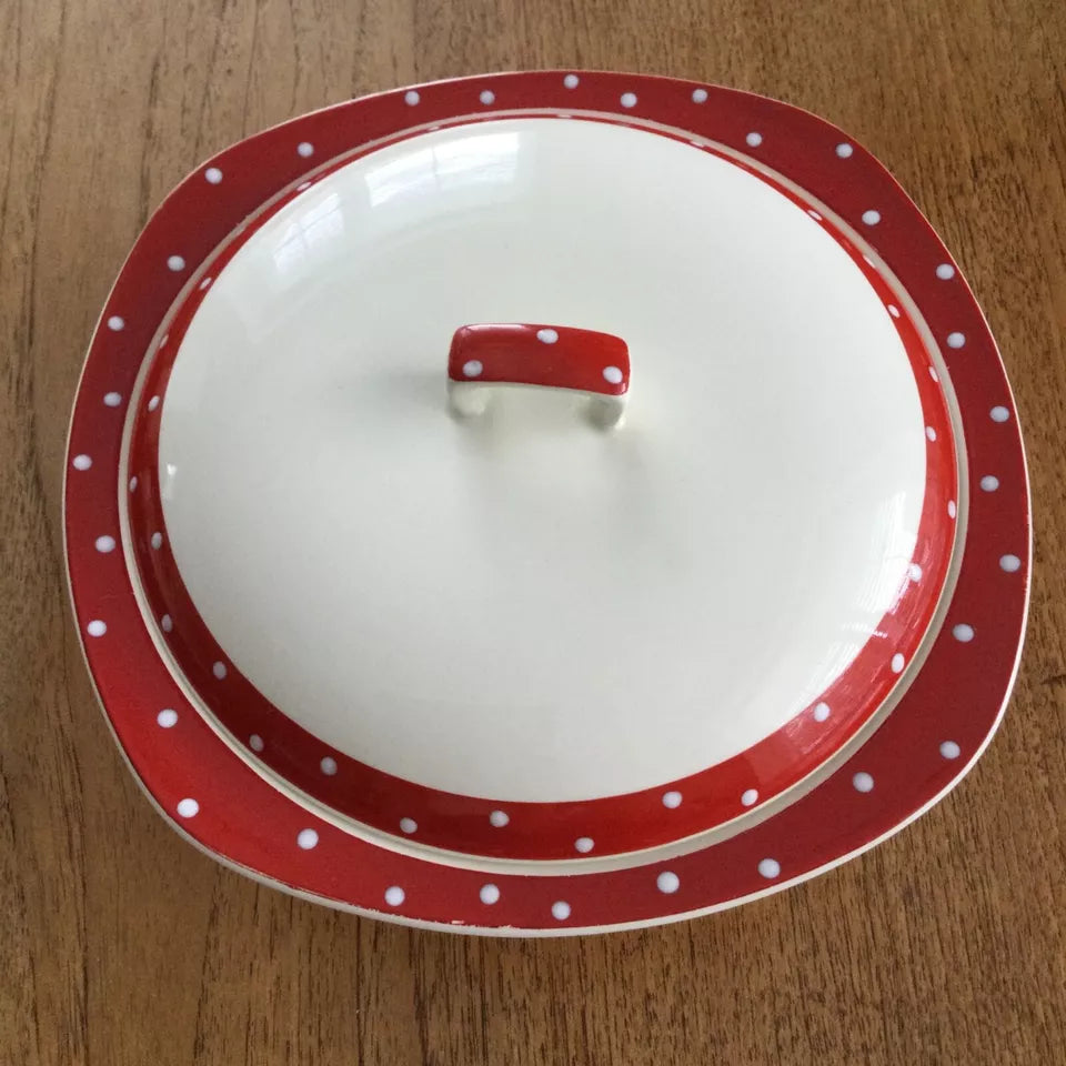 Midwinter Stylecraft Red Domino tureen & 2 serving bowls 1950s polka dot kitsch