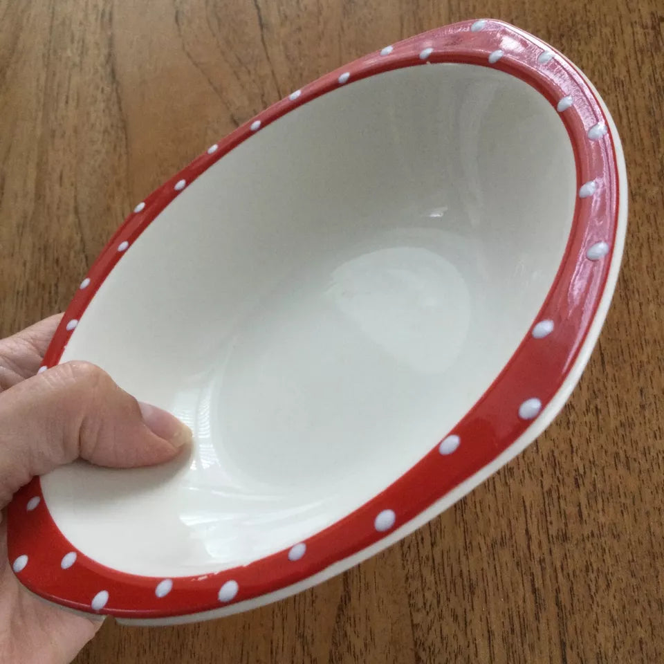 Midwinter Stylecraft Red Domino tureen & 2 serving bowls 1950s polka dot kitsch