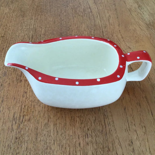 Midwinter Stylecraft Red Domino gravy sauce boat 1950s polka dot vintage retro