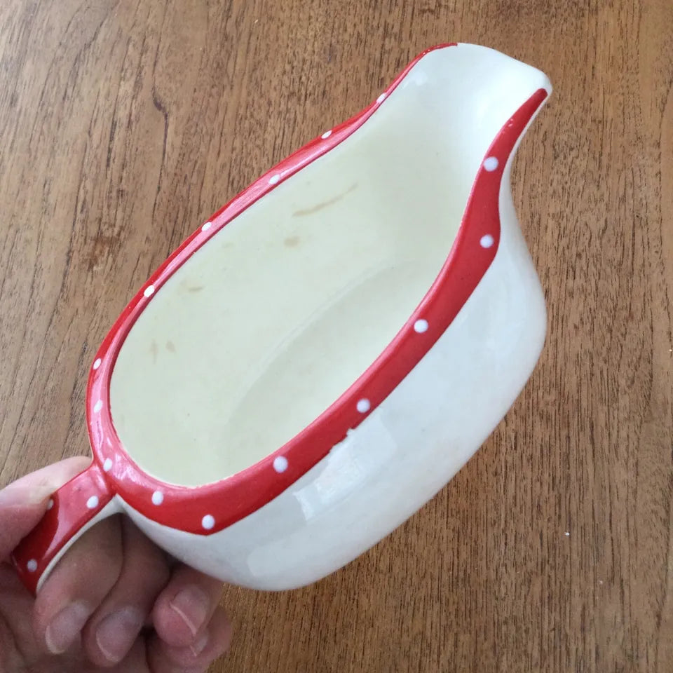 Midwinter Stylecraft Red Domino gravy sauce boat 1950s polka dot vintage retro