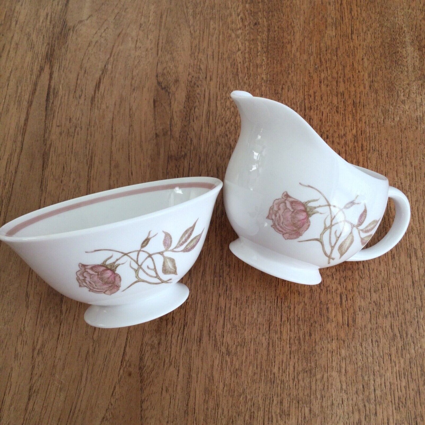 Susie Cooper vintage sugar bowl & creamer Wedgwood Talisman C1139 soft pink rose