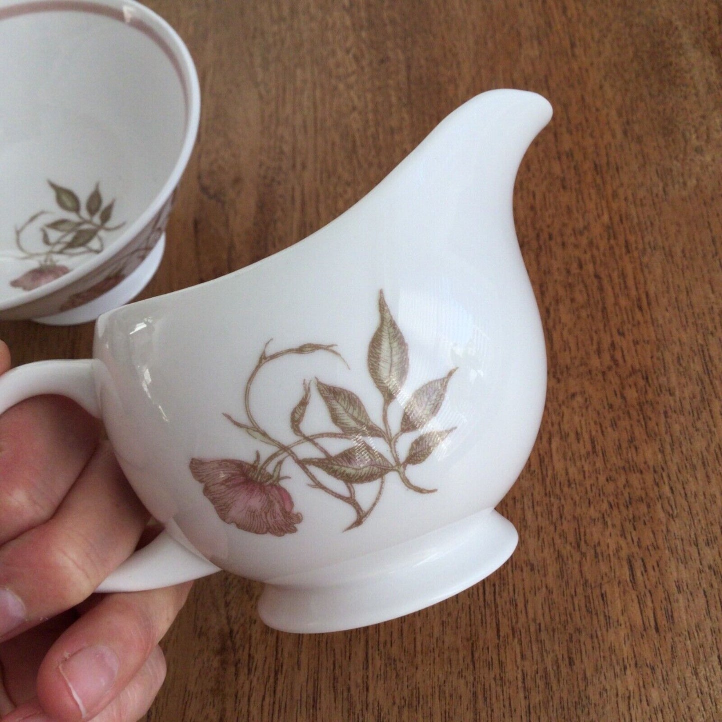 Susie Cooper vintage sugar bowl & creamer Wedgwood Talisman C1139 soft pink rose