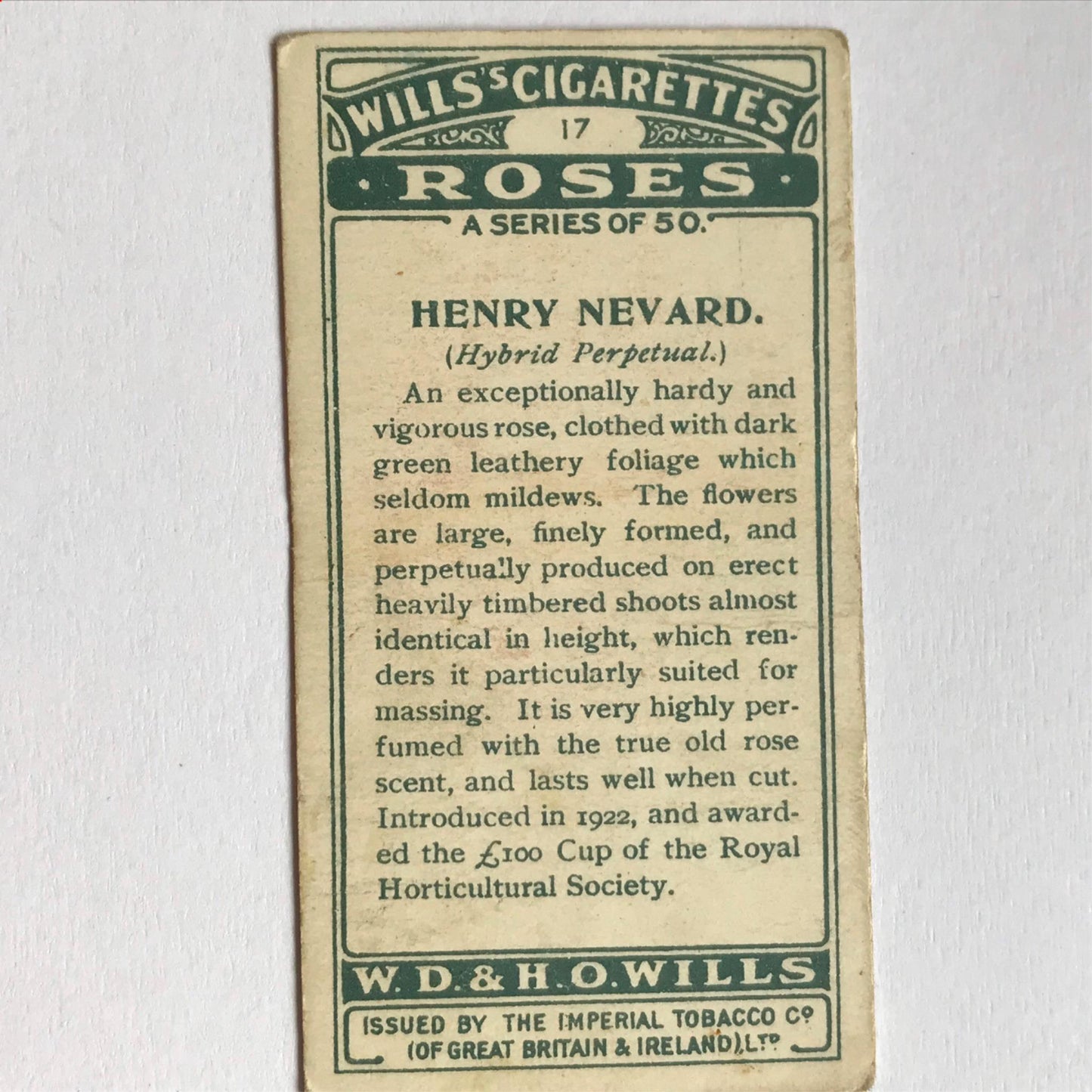 ROSES 1926 Wills Cigarette Cards - vintage rose pictures - sold individually