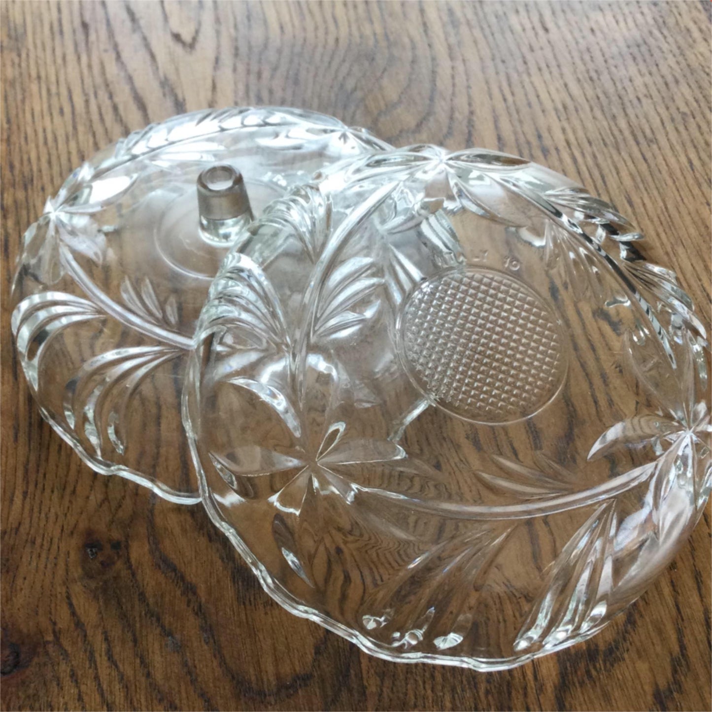 Vintage pressed glass apple shape trinket dish with lid pretty. Made in Italy.