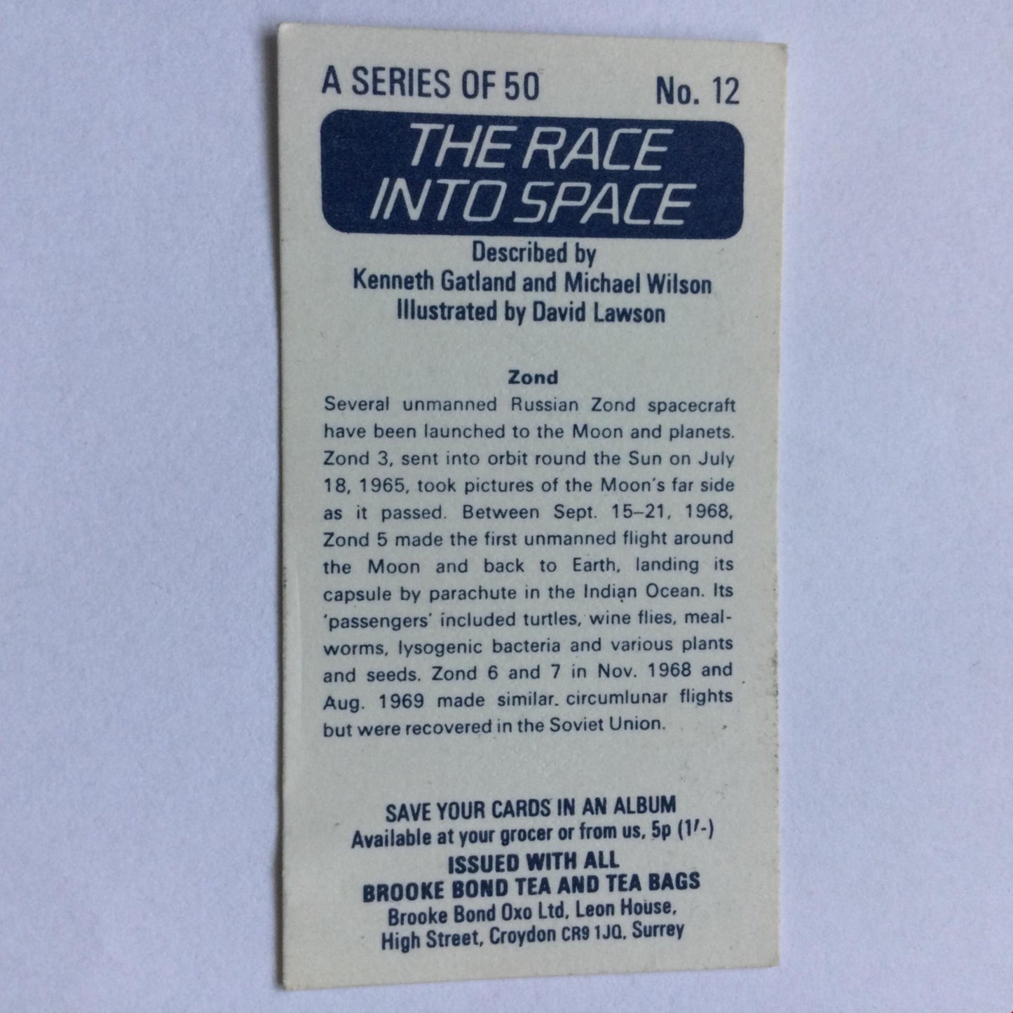 THE RACE INTO SPACE Brooke Bond Tea Cards - sold individually- take your pick