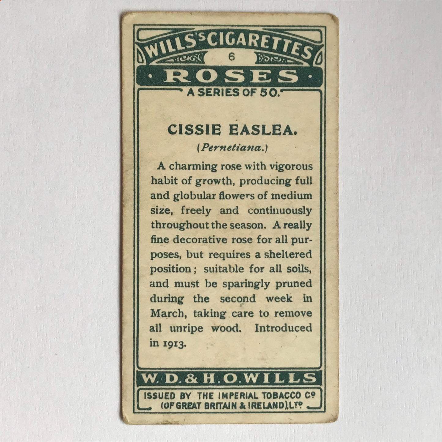 ROSES 1926 Wills Cigarette Cards - vintage rose pictures - sold individually