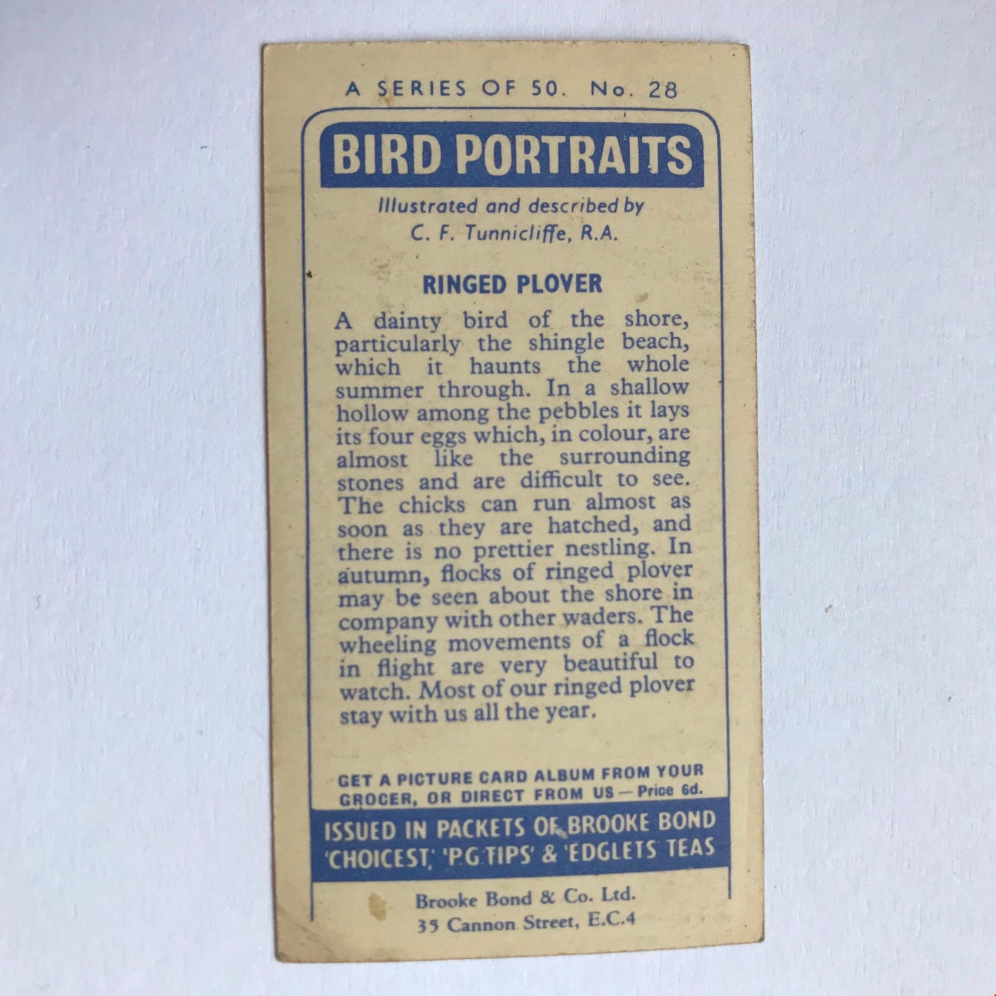 BIRD PORTRAITS  Brooke Bond Tea Cards Sold Individually - take your pick