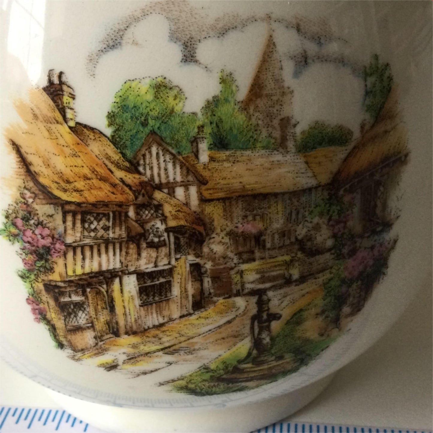 Vintage P&K Price Kensington Rustic Jug. Village scene. Thatched cottage. Curvy.