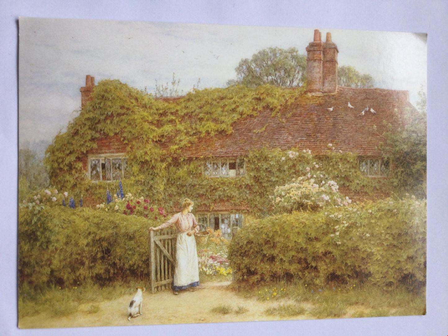 Good Luck in Your New Home Card HELEN ALLINGHAM PICTURE SURREY COTTAGE