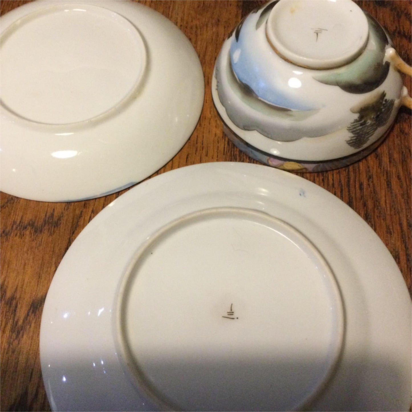 Beautiful Japanese Vintage trio - eggshell china - cup saucer plate