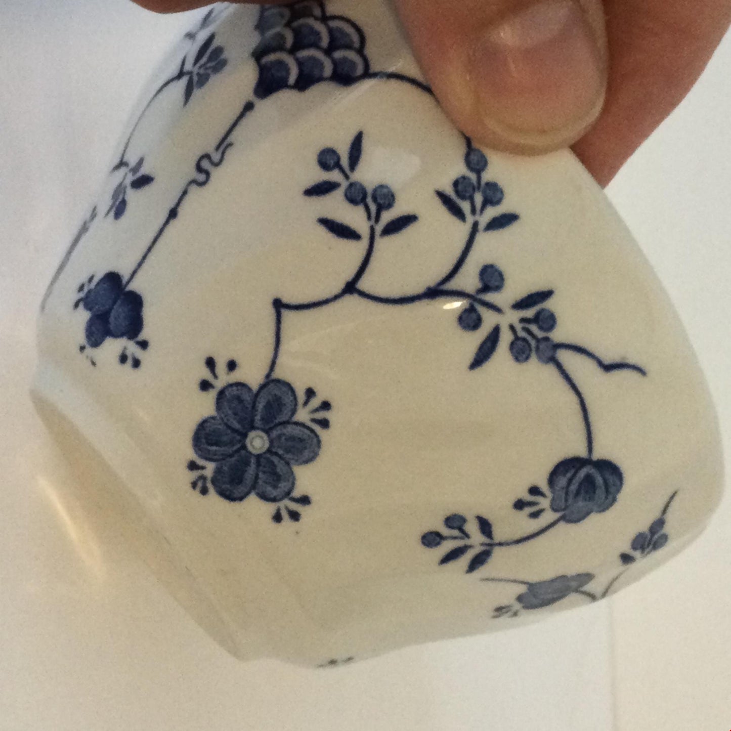 Vintage China Sugar Bowl Small Blue Floral Made In England pretty blossom design