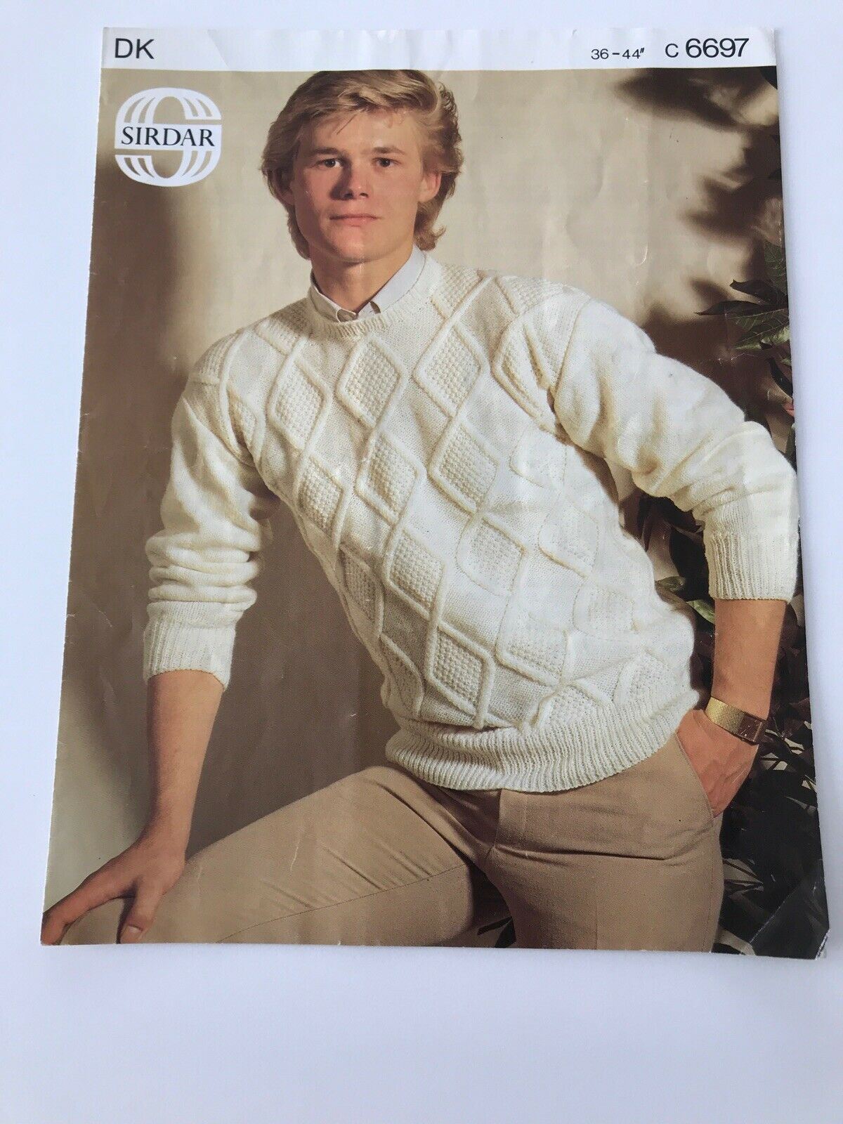 Vintage Knitting Pattern 1980s Mens Sweater Sirdar C6697