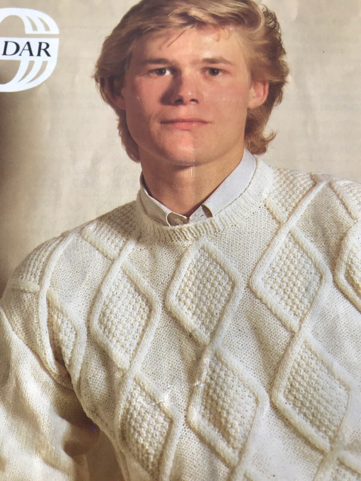 Vintage Knitting Pattern 1980s Mens Sweater Sirdar C6697