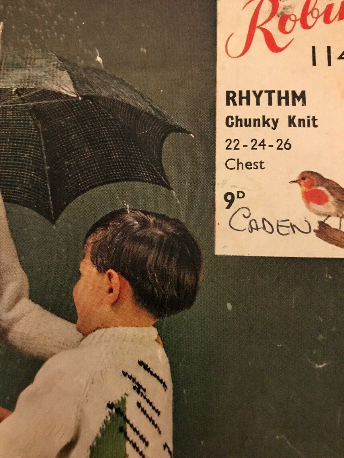 Vintage Knitting Pattern 1960s Childrens Stormy Weather Cardigan Robin1142 retro