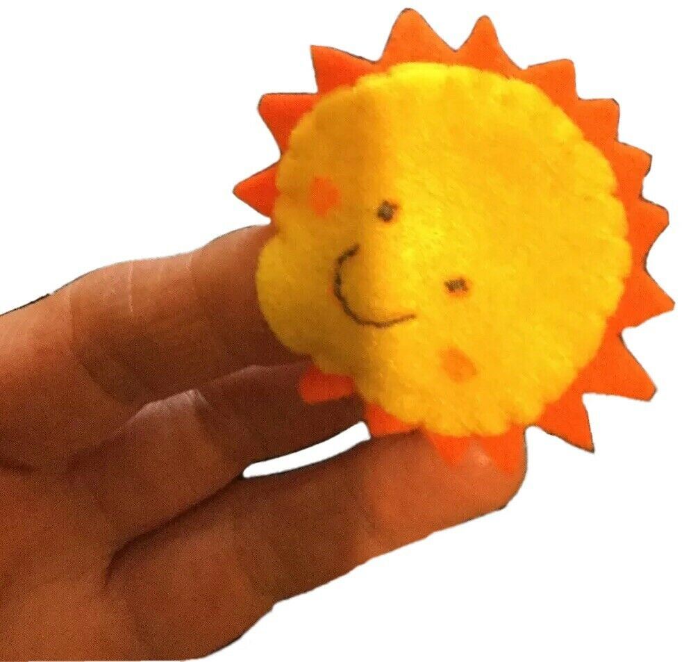 Finger Puppets Sun Sunshine Set Of 5 Hand Made In UK Felt Puppets