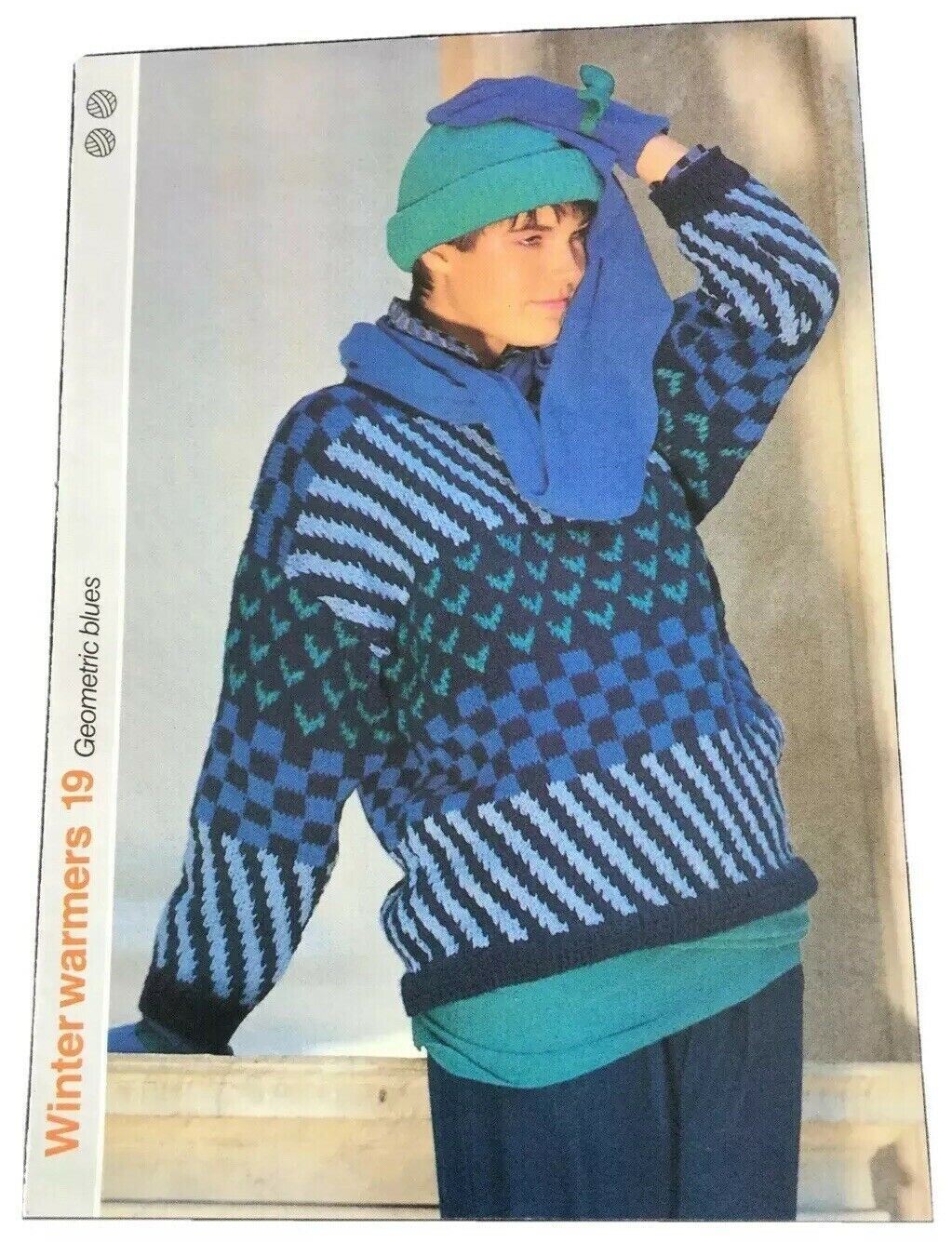 Vintage 1980s Knitting Pattern. Womens Patterned Slouchy Thick Jumper Retro 80s. Winter Warmers.