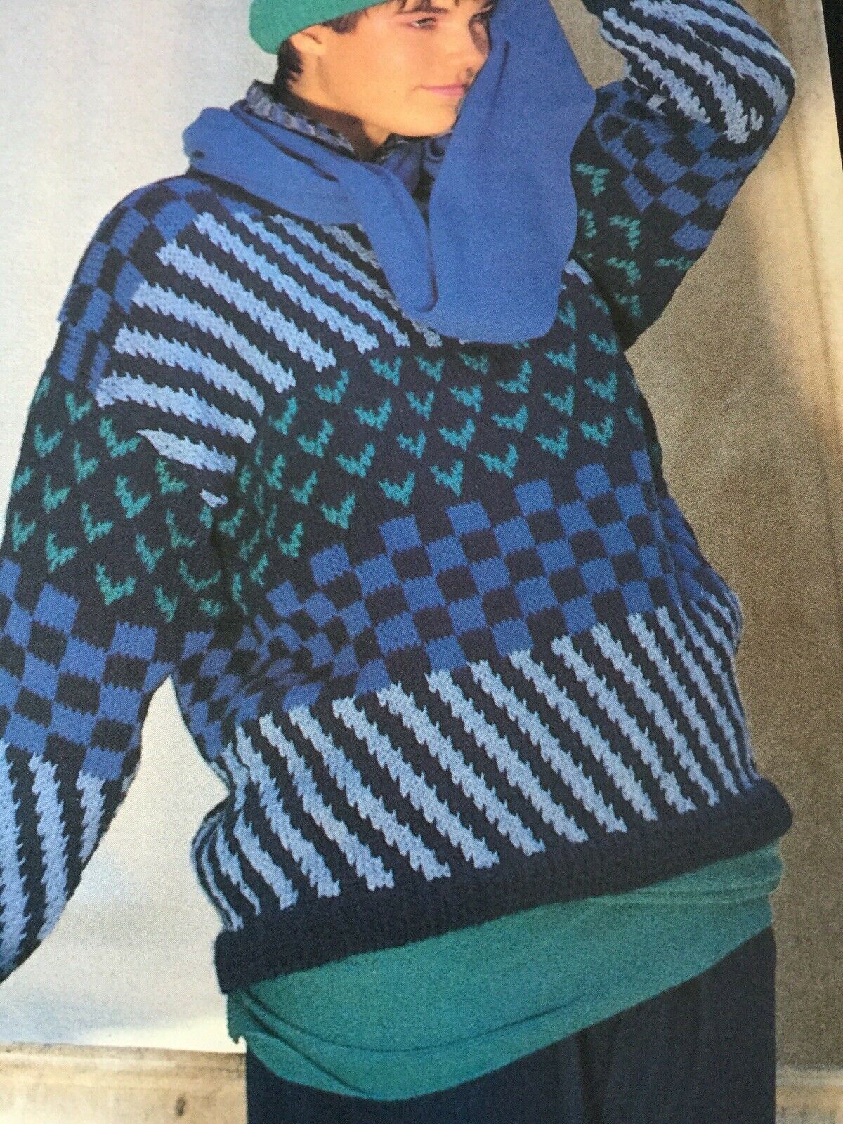 Vintage 1980s Knitting Pattern. Womens Patterned Slouchy Thick Jumper Retro 80s. Winter Warmers.