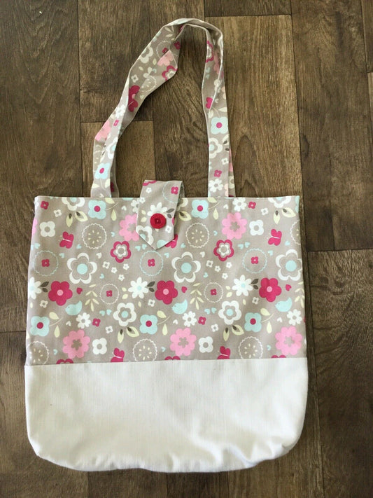 Floral Tote Bag. Vintage Style. Handmade In UK. Pretty. Summer Bag Beach Bag