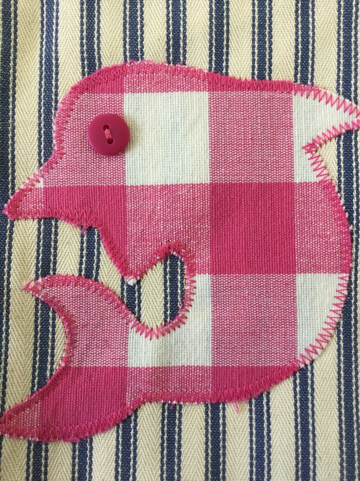 Kids Mini Fabric Shoulder Bag. Handmade In UK. Dolphin Striped Pink Pompoms Tote