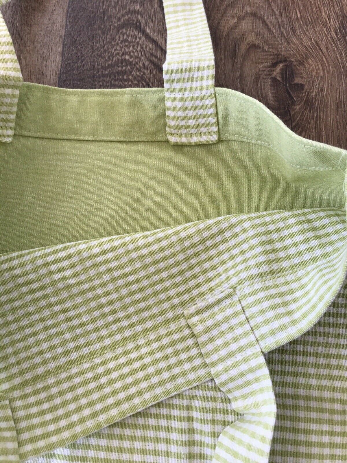 Green Check And Floral Tote Bag. Handmade In UK. Pretty. Vintage Style. Gingham