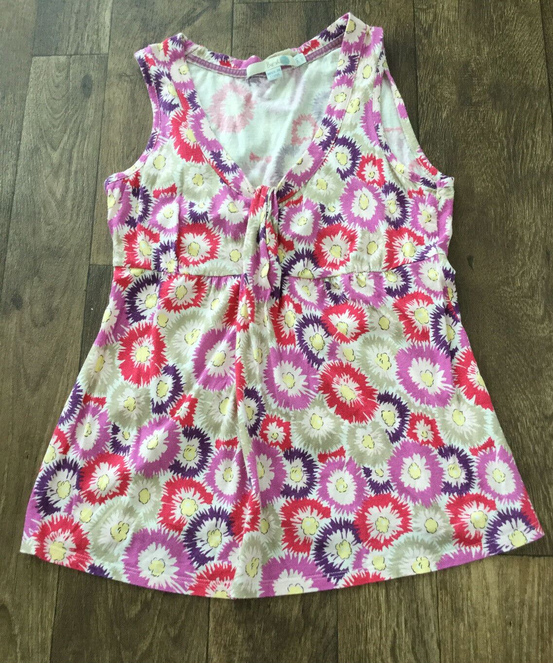 Boden Pink Purple Flowery Floral Sleeveless Top Stretch Jersey. Size 6