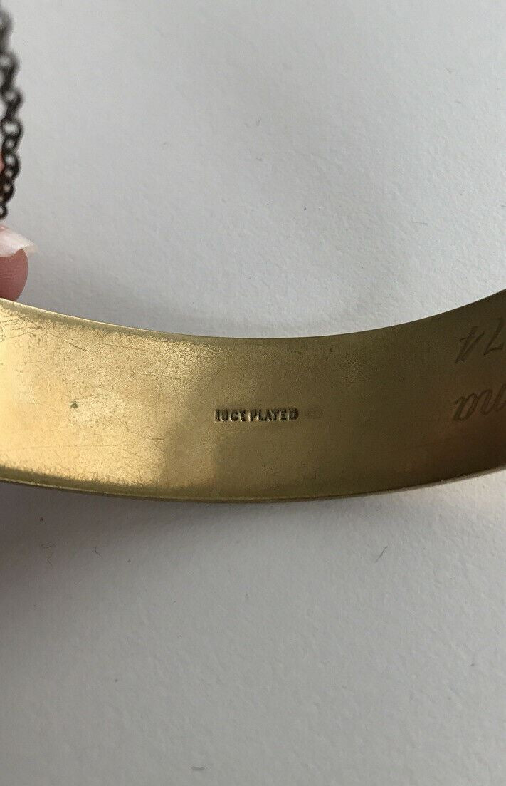 VINTAGE 10ct Rolled Gold Hinged Bangle Bracelet. Safety Chain. Engraved Inside