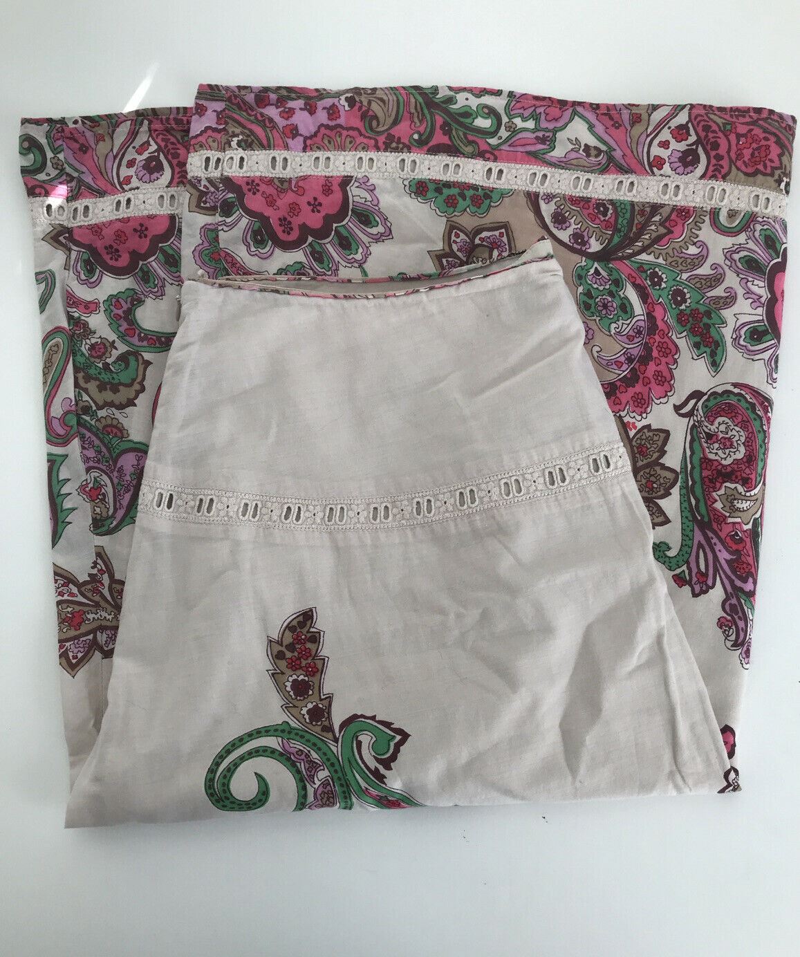 Monsoon Multi Print Pink Green Neutral Paisley print Skirt. Size 14. A Line. Ethnic. Summer.