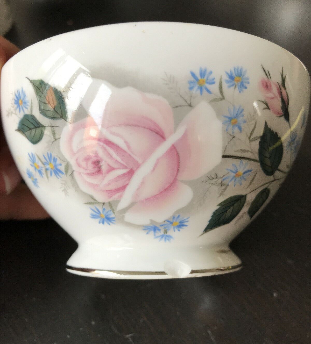 Pretty Vintage Sugar Bowl Mayfair Bone China Nostalgic Rose Design. Pink floral