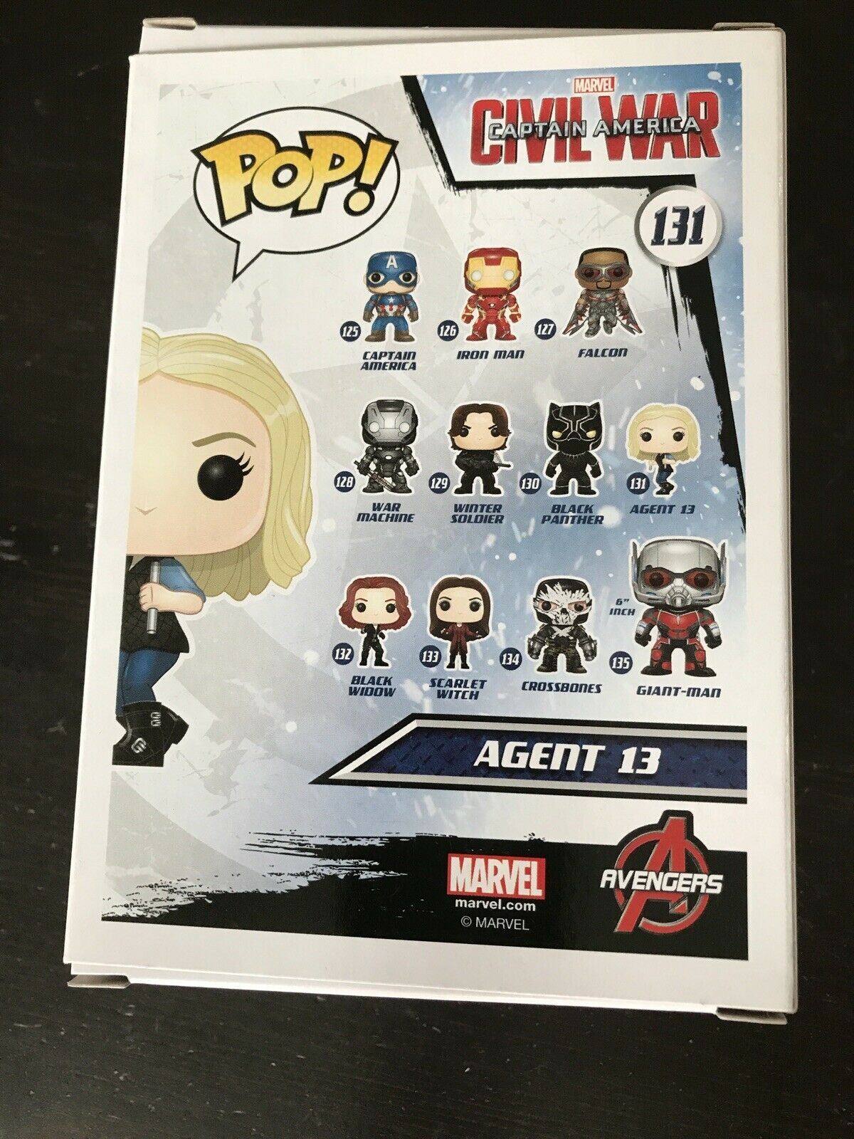 Funko Pop Agent 13 Captain America Civil War Sharon Carter Bobble Head