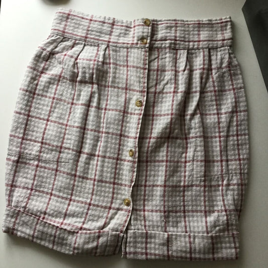 Checked Mini Skirt 27” Waist Size 8/10 Upcycled Vintage Repurposed.