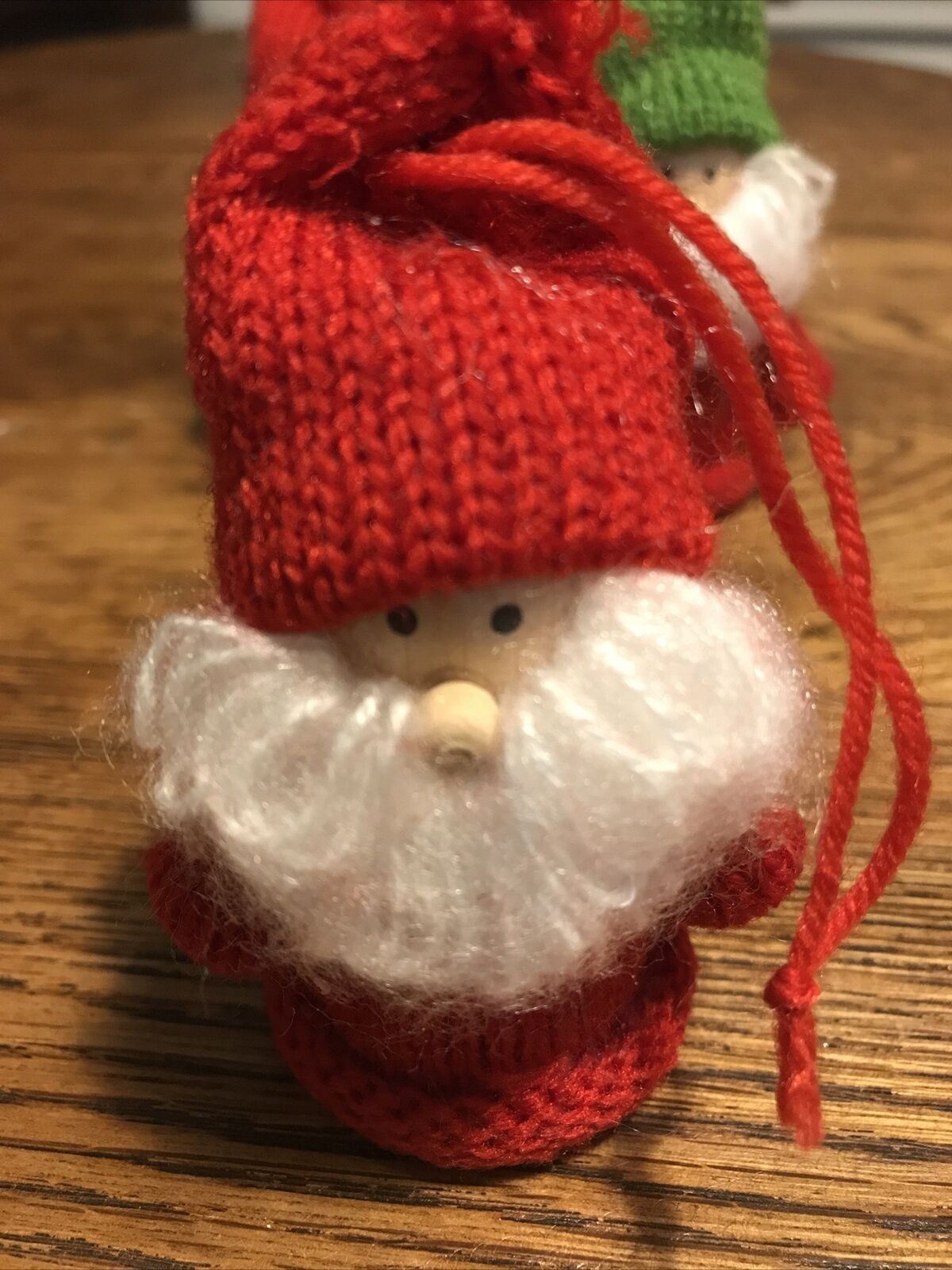 Set Of 3 Christmas Tree Decorations. Scandi Gnomes Tomte Santas. Knitted Red