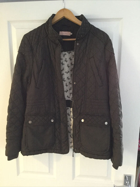 John Lewis Lightly Padded Dark Brown Jacket. Size 12 Showerproof Zip Up