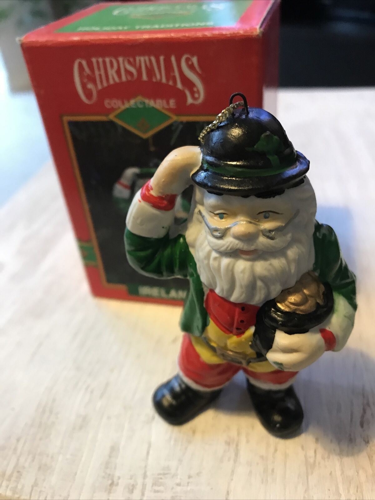 Vintage 90s Father Christmas Santa Tree Ornament / Bauble. Ireland Irish Santa