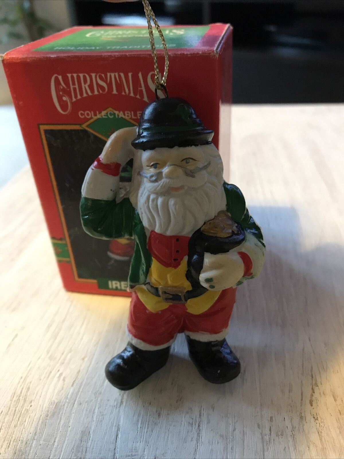 Vintage 90s Father Christmas Santa Tree Ornament / Bauble. Ireland Irish Santa