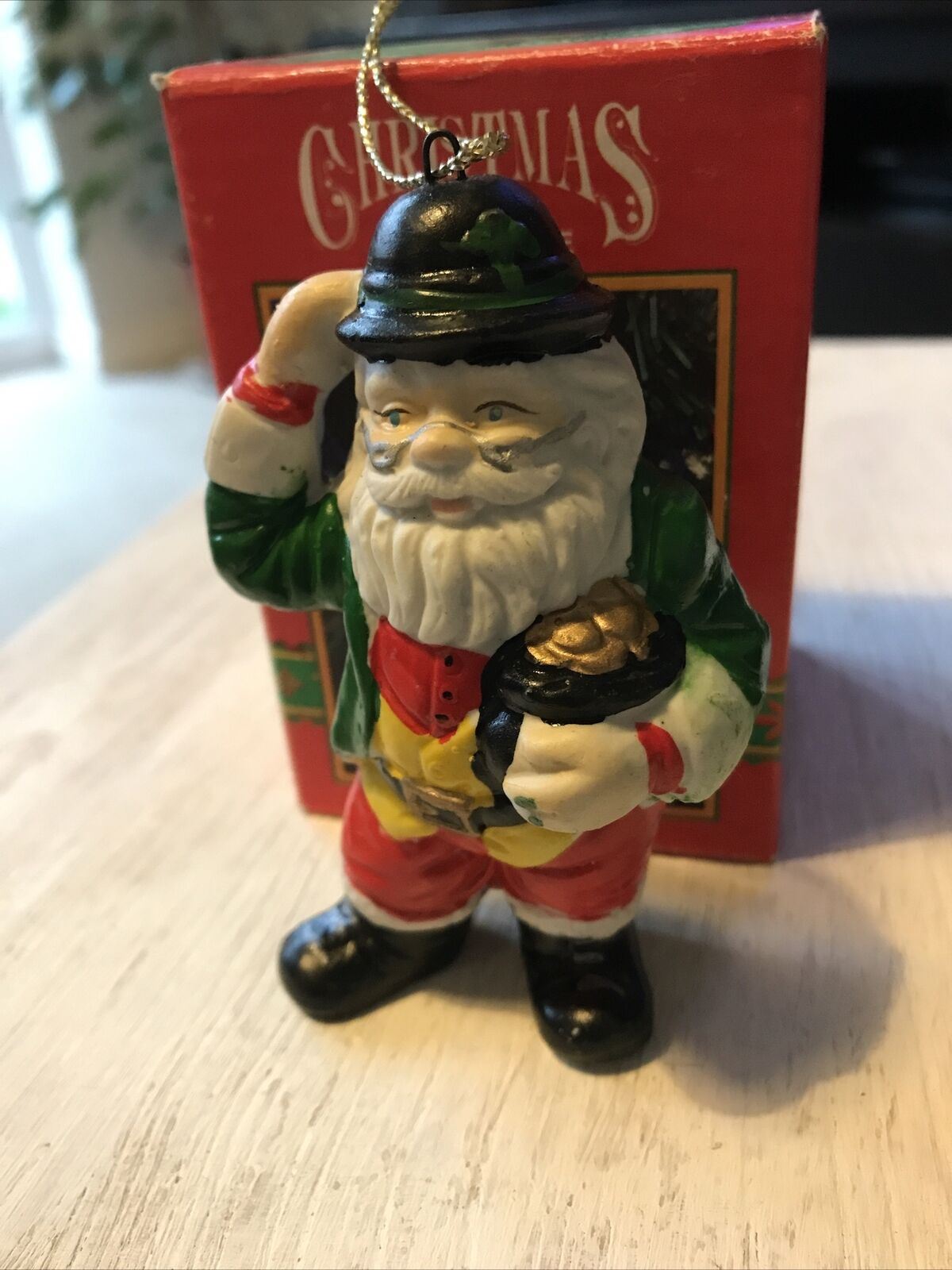 Vintage 90s Father Christmas Santa Tree Ornament / Bauble. Ireland Irish Santa