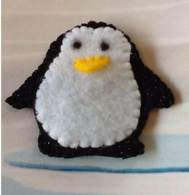 Penguin Finger Puppet. Handmade In UK. Felt. Kids Stocking Filler. Christmas gift.