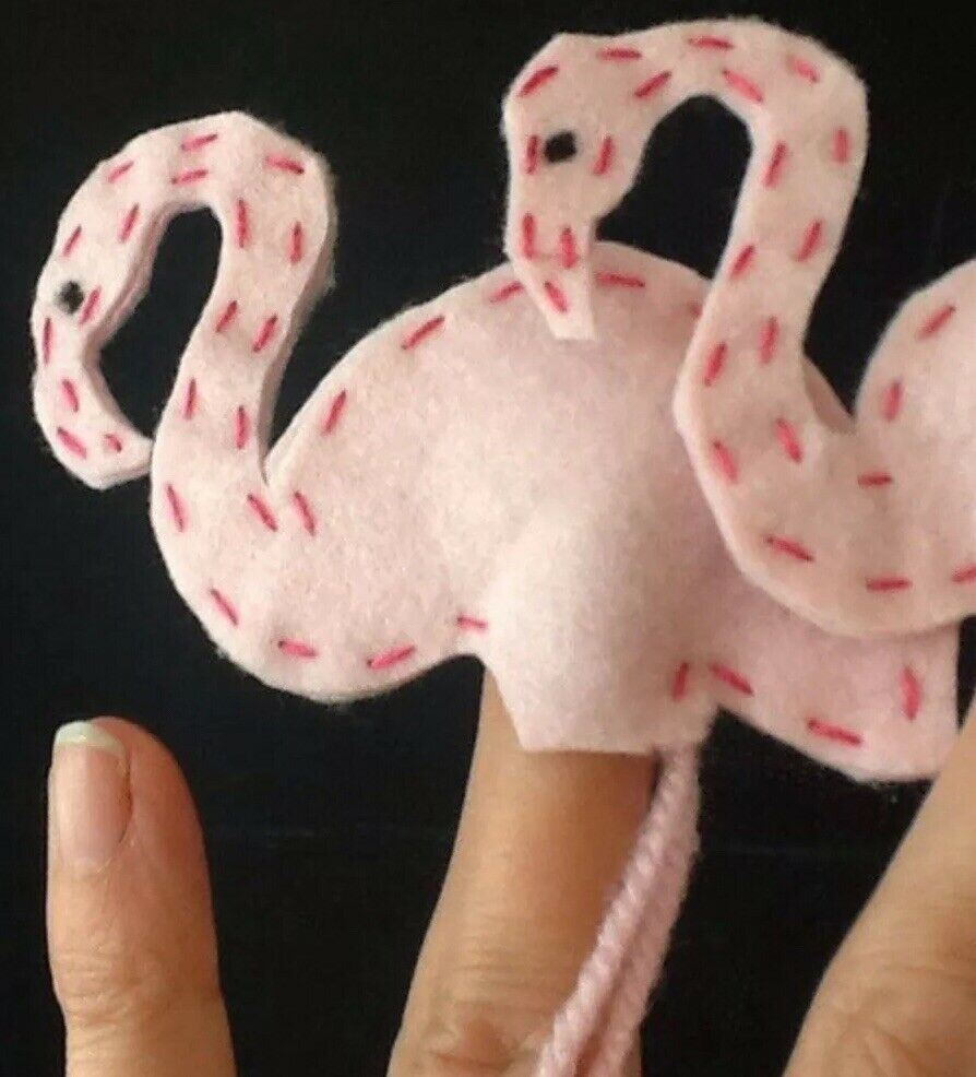 Pink Flamingo Finger Puppet Handmade In The UK.Christmas Stocking Filler