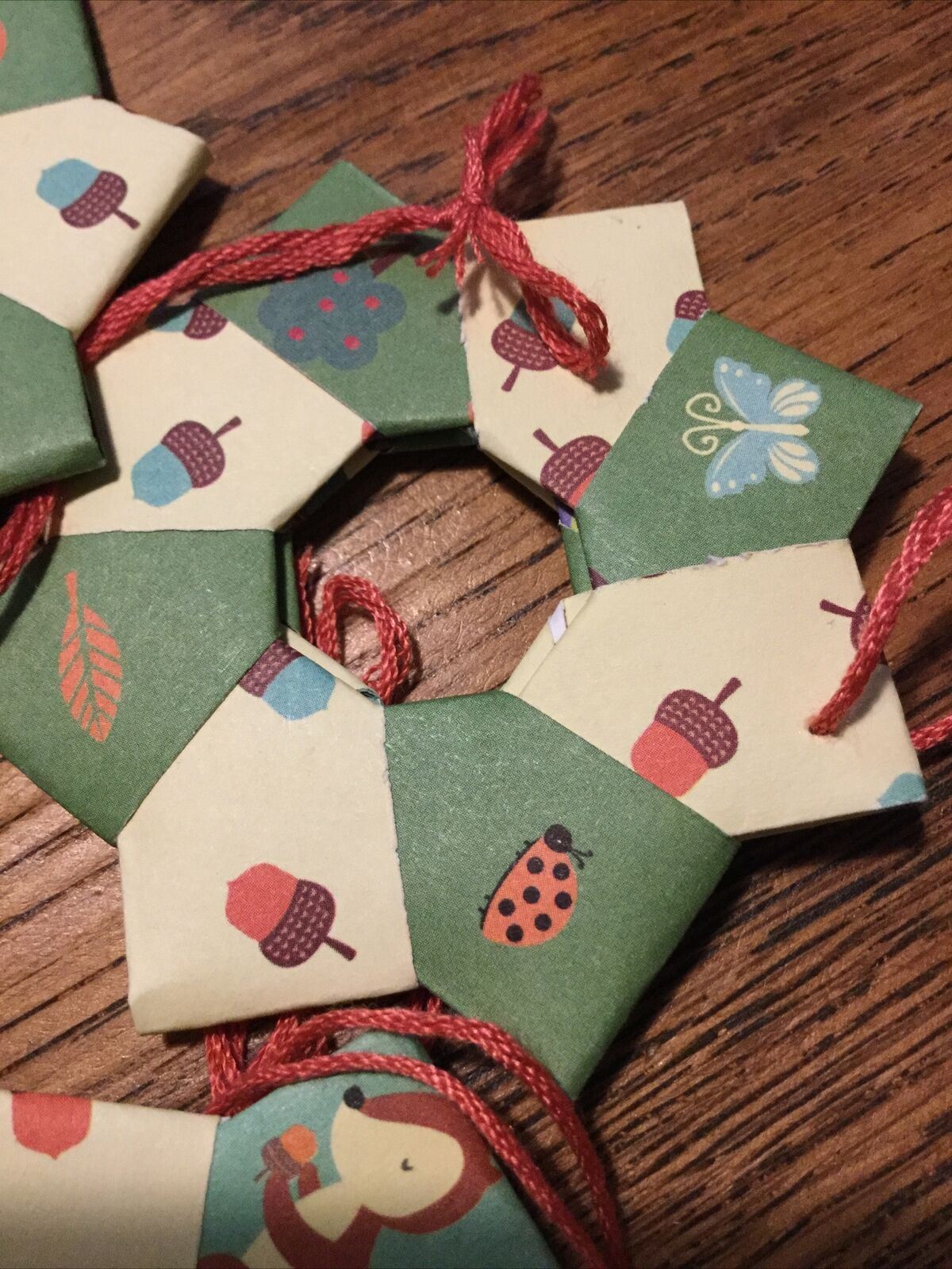 Set Of 5Handmade Origami Star Tree Decorations. Baubles. Hanging. Woodland Gree