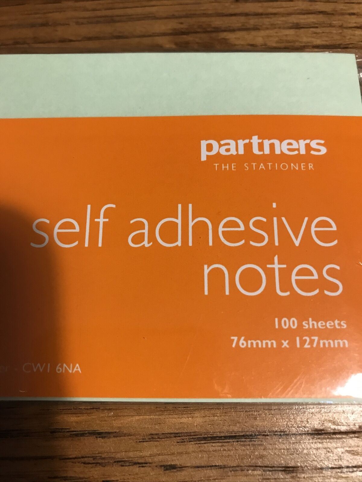 Self Adhesive Post It Style Notes. 76mm X 127mm Partners Green X 100