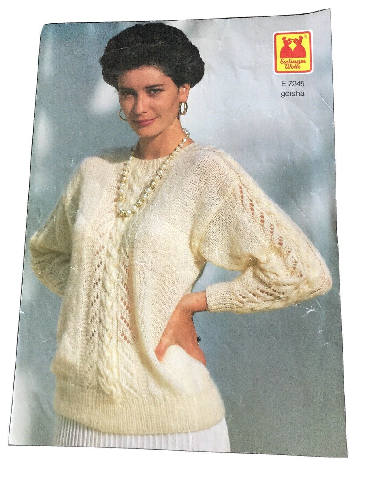 Vintage Knitting Pattern Womens Lacy Jumper. Esslinger Wolle. E7245 Geisha