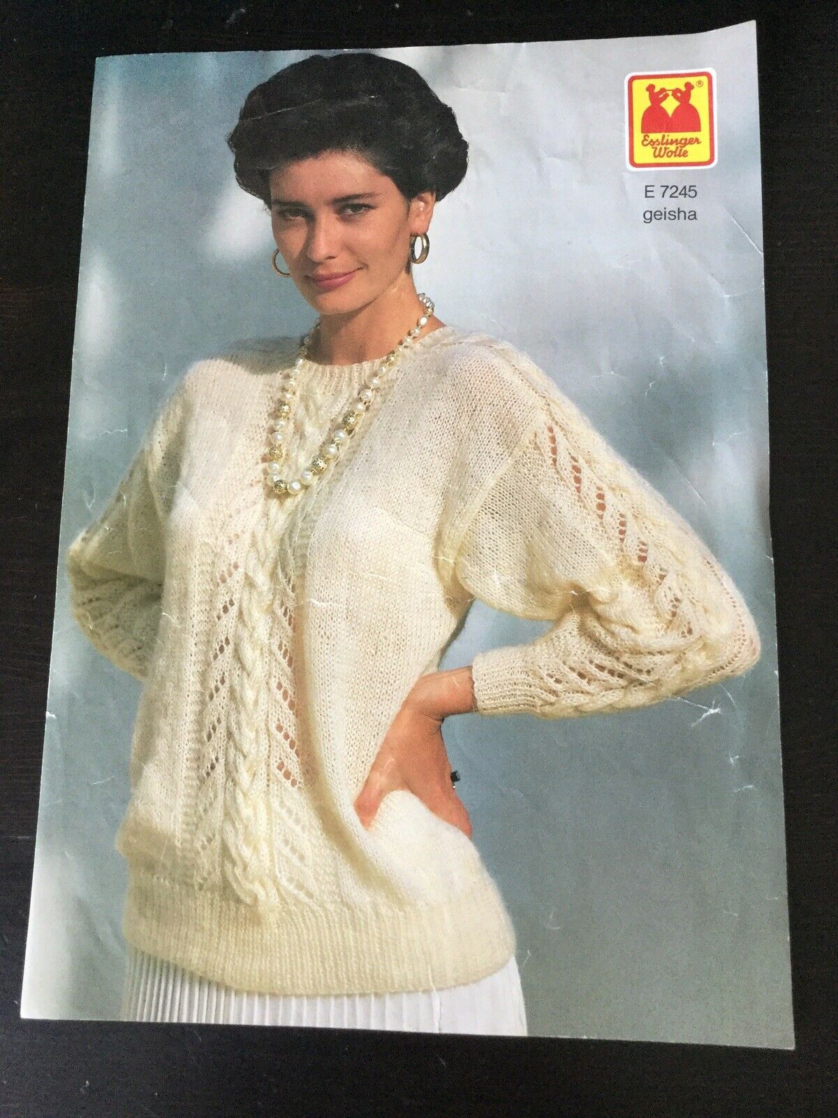 Vintage Knitting Pattern Womens Lacy Jumper. Esslinger Wolle. E7245 Geisha