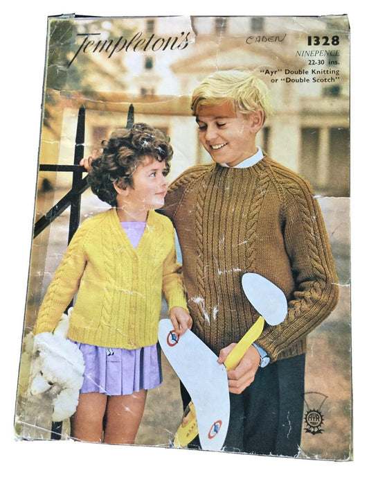 Vintage 1960s Knitting Pattern. Cardigan Or Jumper. Girls And Boys. Templetons.