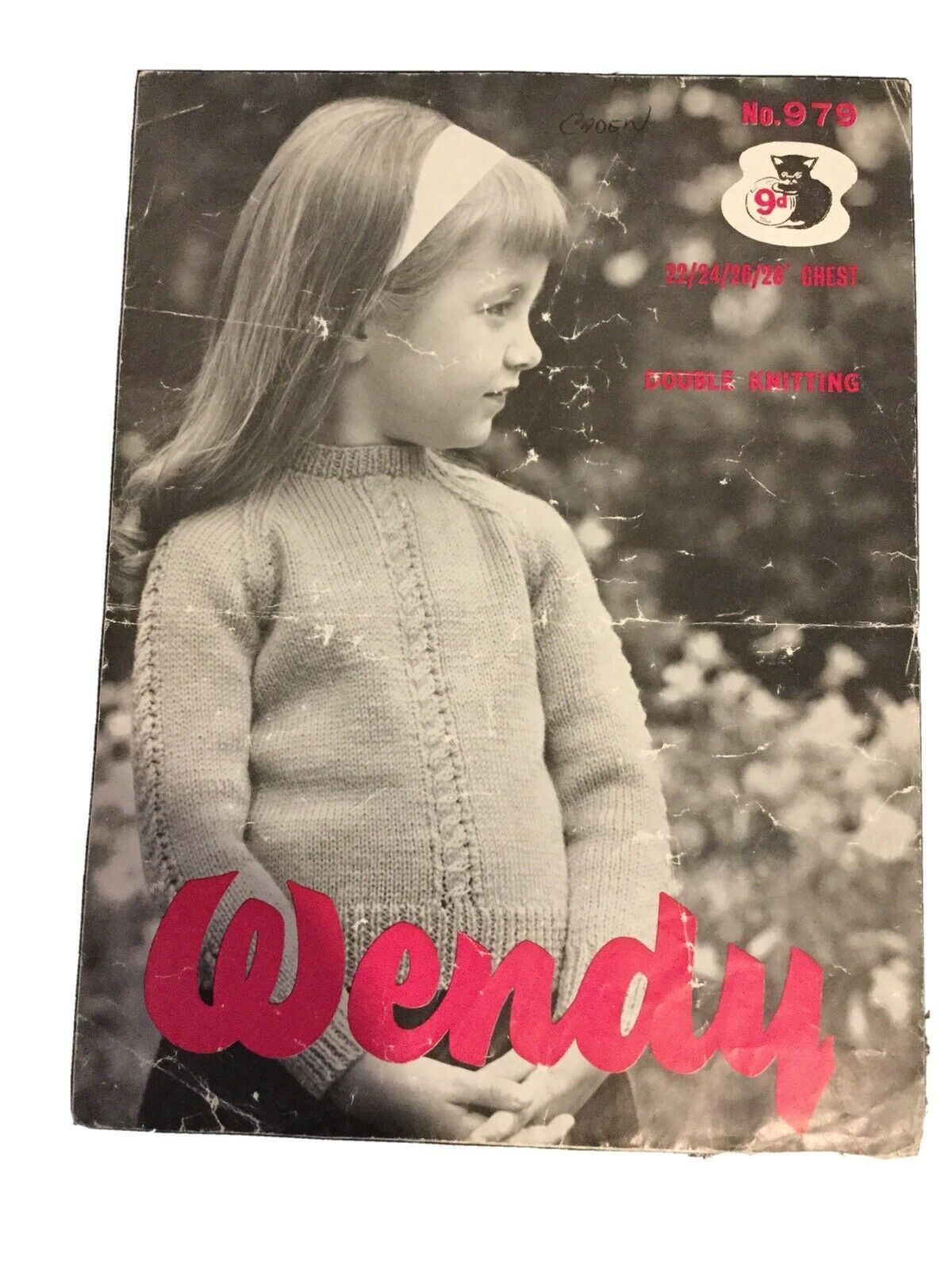 Vintage 1960s Knitting Pattern. Girls Jumper. DK. Wendy pattern no. 979 . 22”-26”