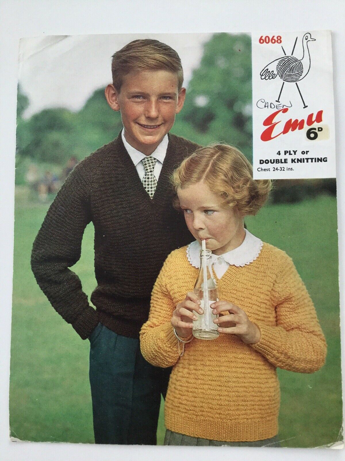 Vintage Knitting Pattern 1950s 1960s Kids Jumper Sweater Girls Boys Chest 24-32