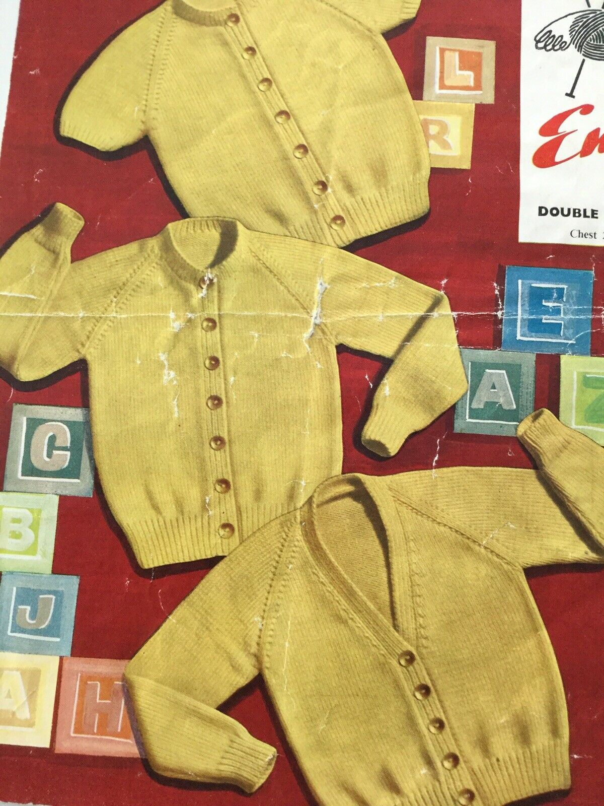 Vintage Knitting Pattern Girls Cardigans Short Sleeve Long Sleeve Emu 6070