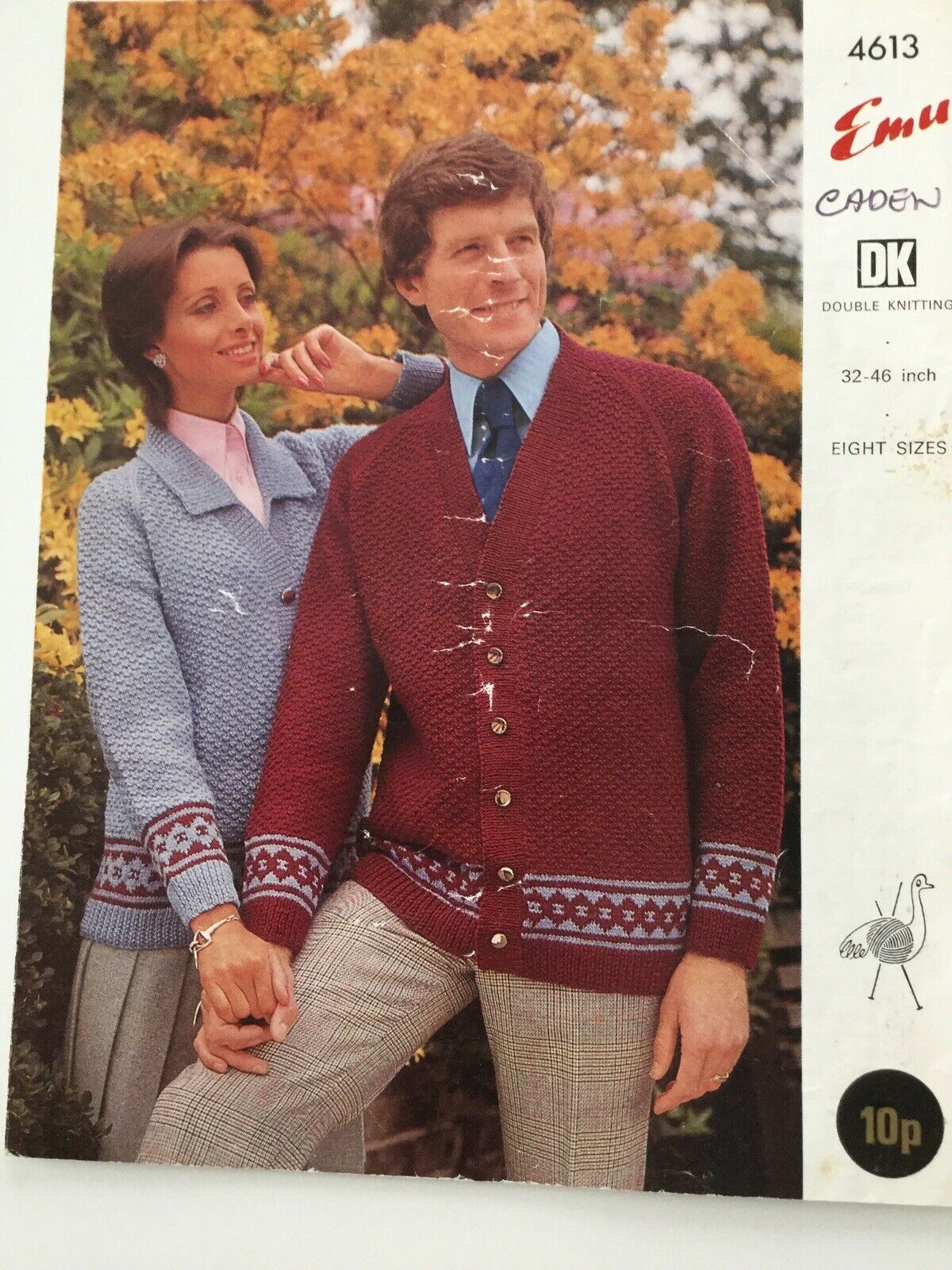 Vintage Knitting Pattern 1970s Men Ladies Cardigan Jacket 32-46” Emu 4913