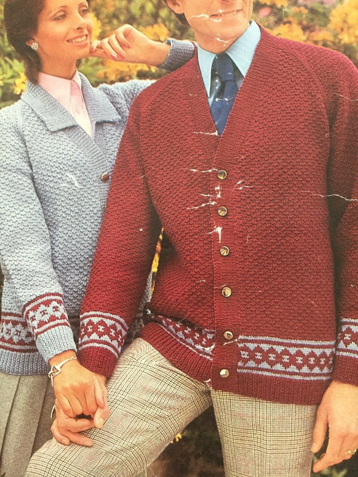 Vintage Knitting Pattern 1970s Men Ladies Cardigan Jacket 32-46” Emu 4913