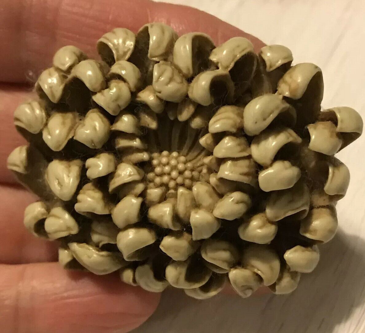 VINTAGE BROOCH  Resin/early Plastic. Large Flower Chrysanthemum. 3D. Sculptural.