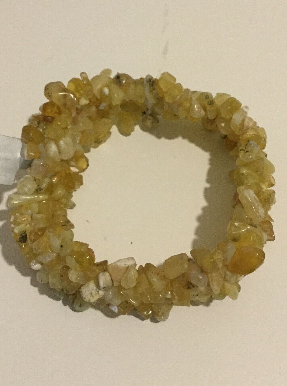 Semi Precious Stone Expanding Wide Bangle Bracelet ‘Golden Opal’ Yellows Natural