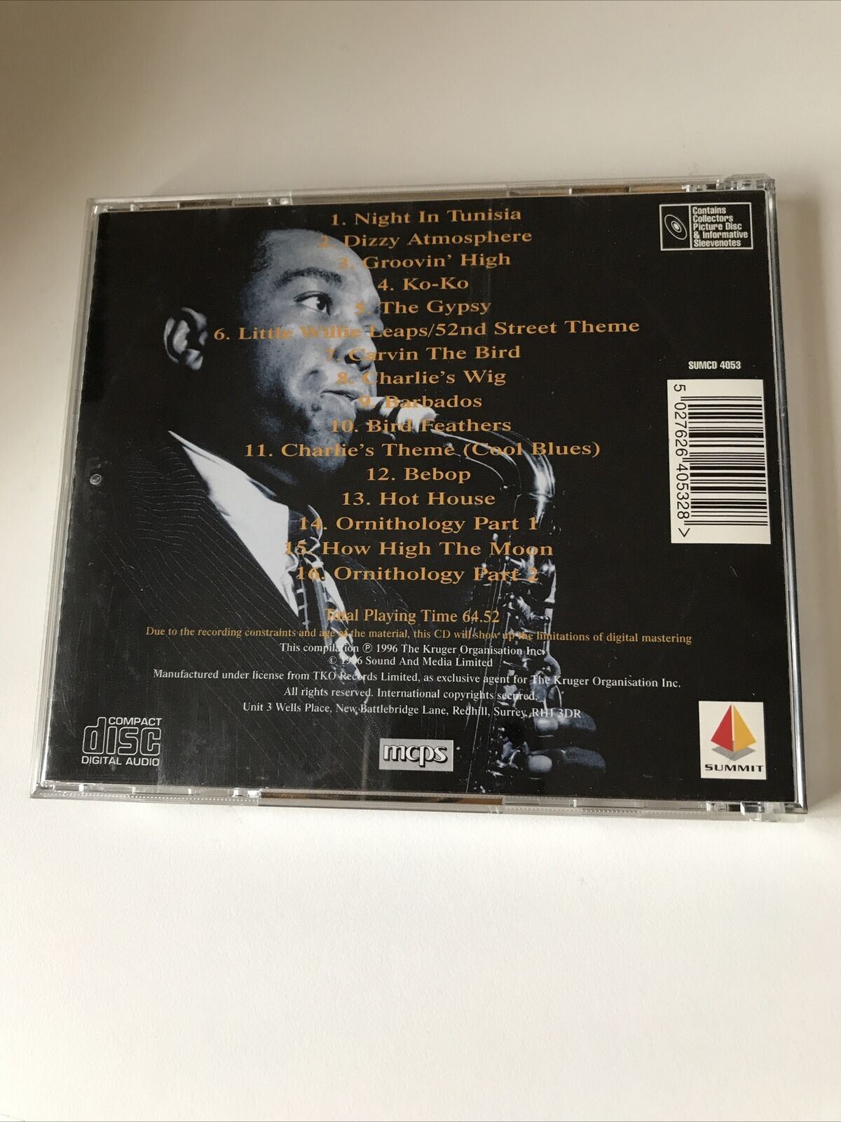 CHARLIE PARKER 'round Midnight CD Europe Summit 1996 16 Tracks Night In Tunisia